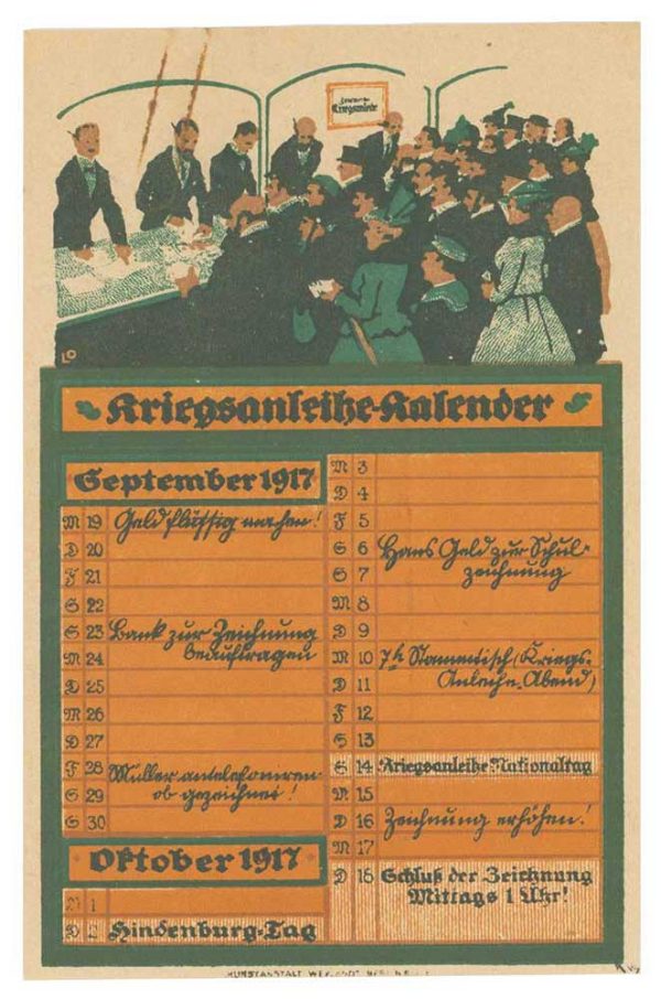 Werbeartikel für die Kriegsanleihe, 1917; Historisches Archiv des Ostdeutschen Sparkassenverbandes/ Depositum Sparkasse Oberlausitz-Niederschlesien