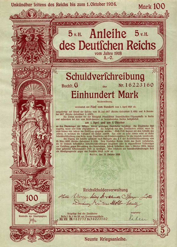 Letzte Kriegsanleihe, 1918; Historisches Archiv des Ostdeutschen Sparkassenverbandes